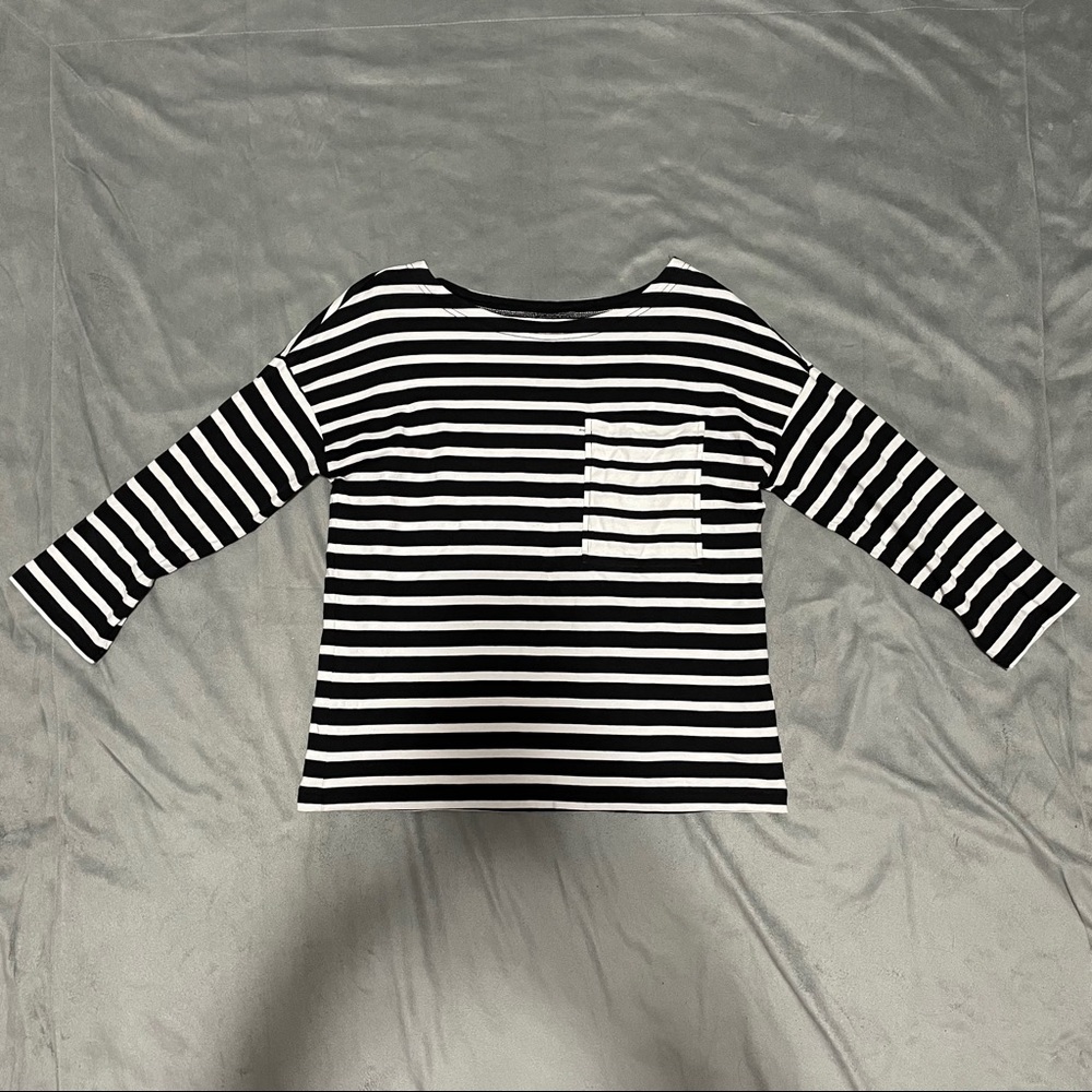 Kate Spade Black White Striped Top EUC Size S